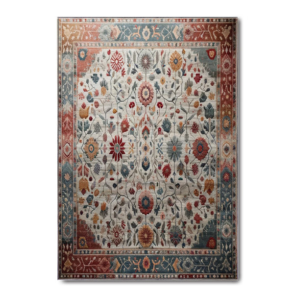 Rugpera Figa Gray Moroccan Digital Print High Quality Cotton Chenille